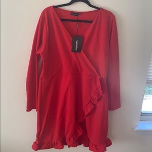 Pretty Little Thing Red Ruffle dress